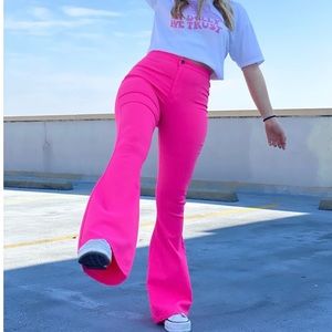Neon Pink Bell Bottoms.